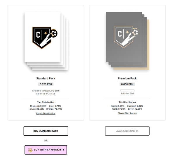 CryptoStrikers Standard and Premium card packs